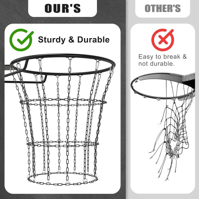 KingDolly Upgraded Buckle Chain Basketball Net, Rust-Proof Coated Metal Basketball Net Outdoor with 12 Loops Snap Links, 18" Universal Fit Chain Net for Basketball Hoop - No Tools Installation - Image 2